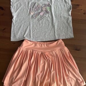 Peach Pleated Skirt